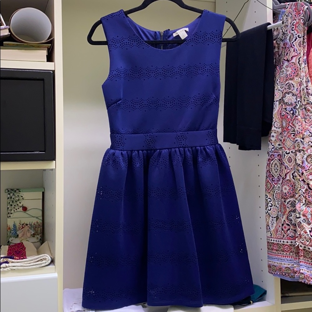 Blue dress with lace design